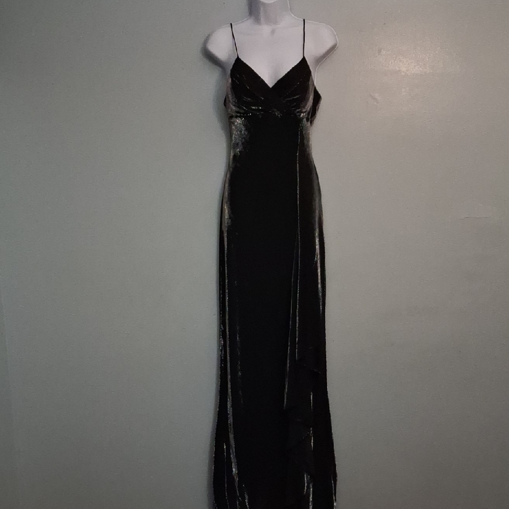 De Laru by Sheila Yen size 7/8 women's black maxi spaghetti strap formal dress.